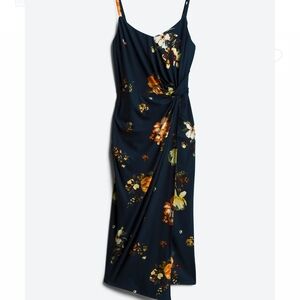 Nine Britton Blue Slip Midi Dress Spaghetti Strap Cocktail